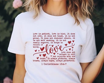 1 Corinthians 13 Love Scripture T-Shirt | Bible Verse Tee, Heart Design