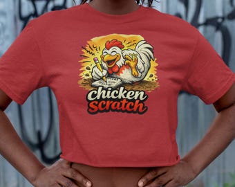 Chicken Scratch Rooster Tee | Retro Farmyard Illustration