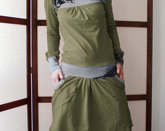 Jersey Dress "Lotte 3" _Papageioliv, collar
