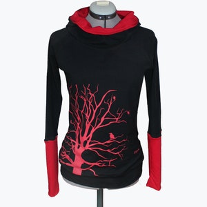 Kapuzenpulli Hoodie_Baum_schwarz-rot Bild 3