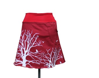 beautiful skirt -red Erde_Wald pattern