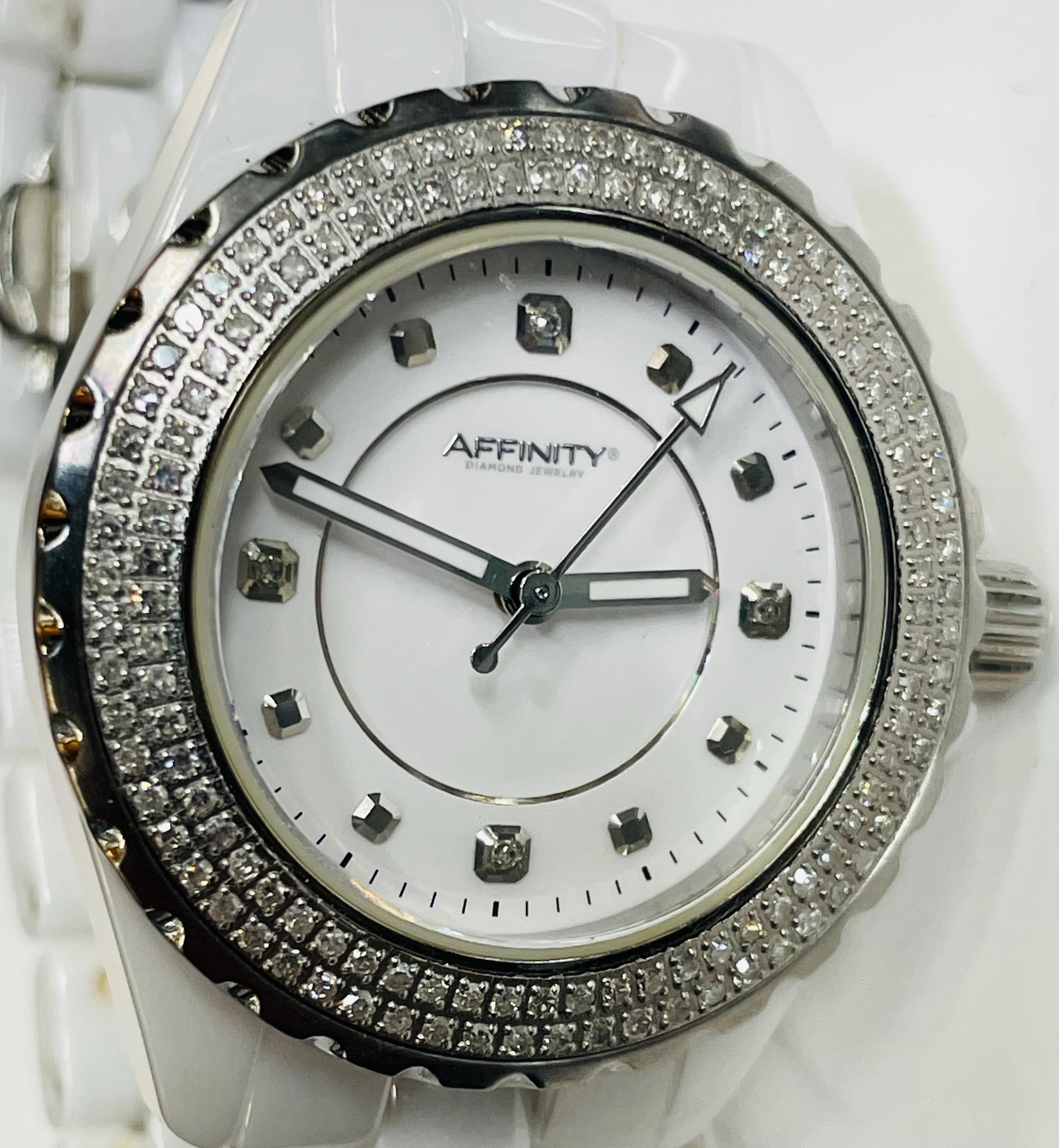 Affinity Diamond Watch White Ceramic New Battery Free  display picture 2