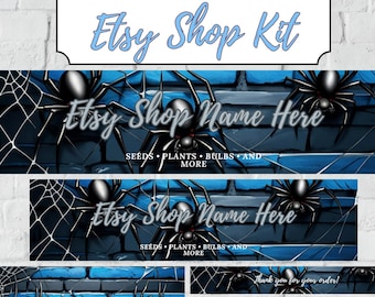 Halloween Etsy Banner Canva Template, Etsy Store Branding, Halloween Etsy Store Cover, Spooky Shop Branding, Digital Printable Etsy Shop Kit