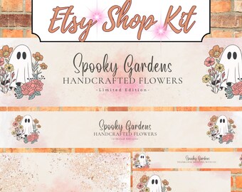Halloween Etsy Banner Canva Template, Etsy Store Branding, Halloween Etsy Store Cover, Spooky Shop Branding, Digital Printable Etsy Shop Kit