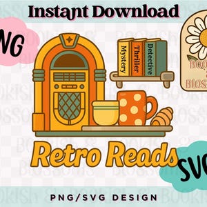 Bookish Fall Png – 20 Free PNGS - spooky season Png, Halloween Png, autumn Png, pumpkin Png, book lovers Png, booklover fall Png, Retro