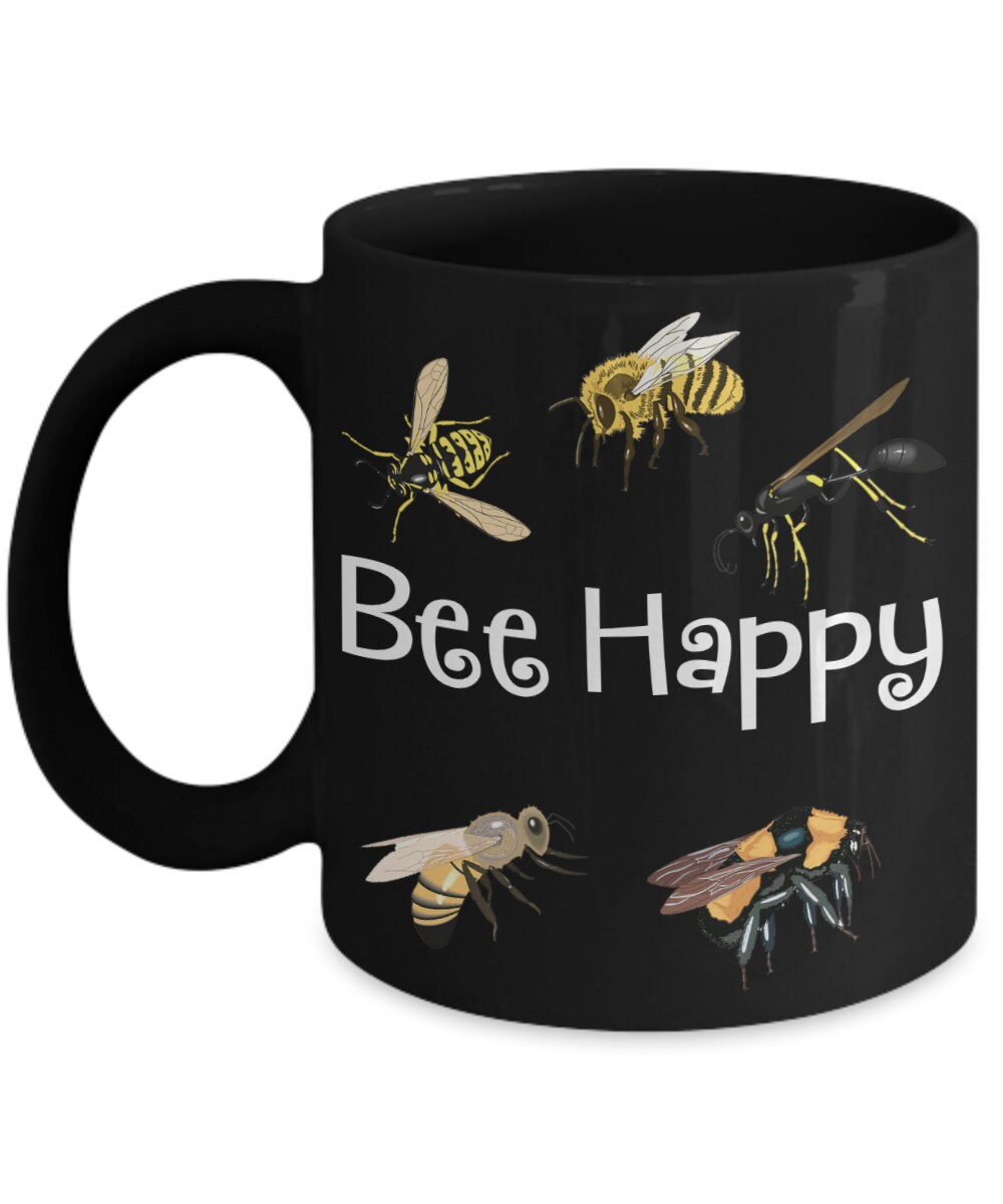 Bee Happy Mug-bee Coffee Mug-bee Mug-bee Happy Coffee Tea - Etsy