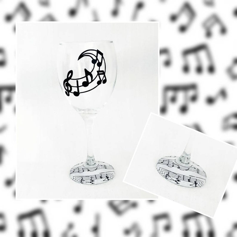 Music Wine Glass Music Notes Decoupage Glassware Music - Etsy