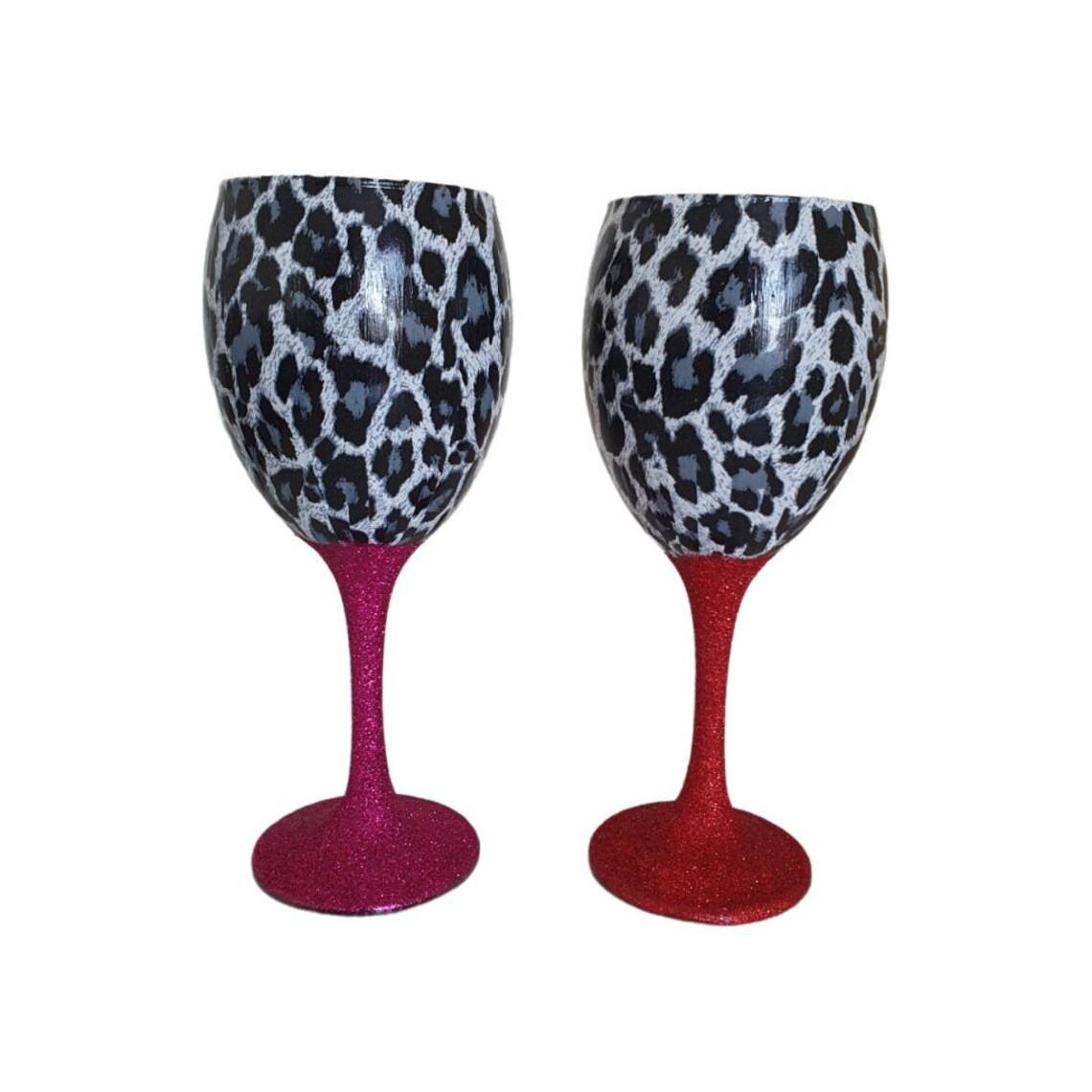 Leopard Print Wine Glasses Glitter Glass Animal Print Etsy