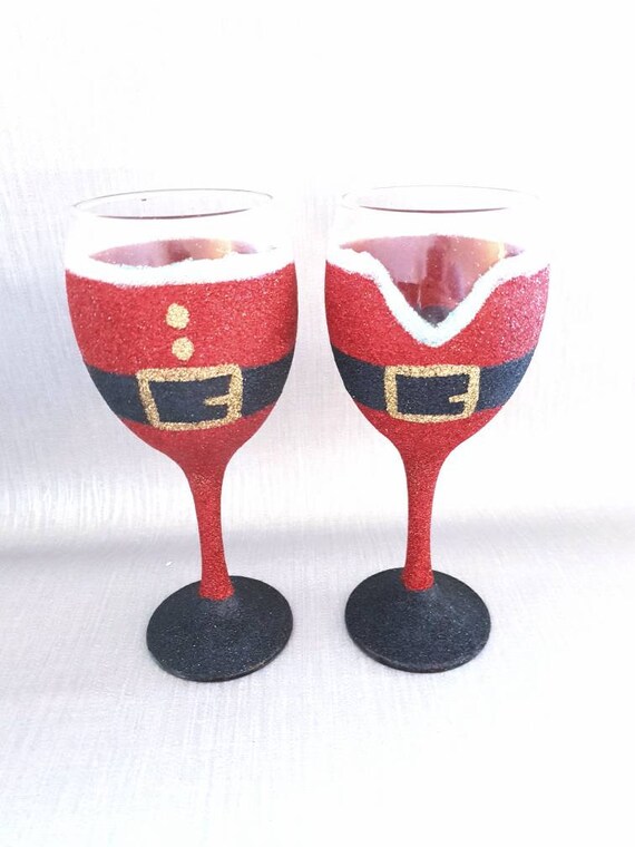 mr and mrs santa wine glasses