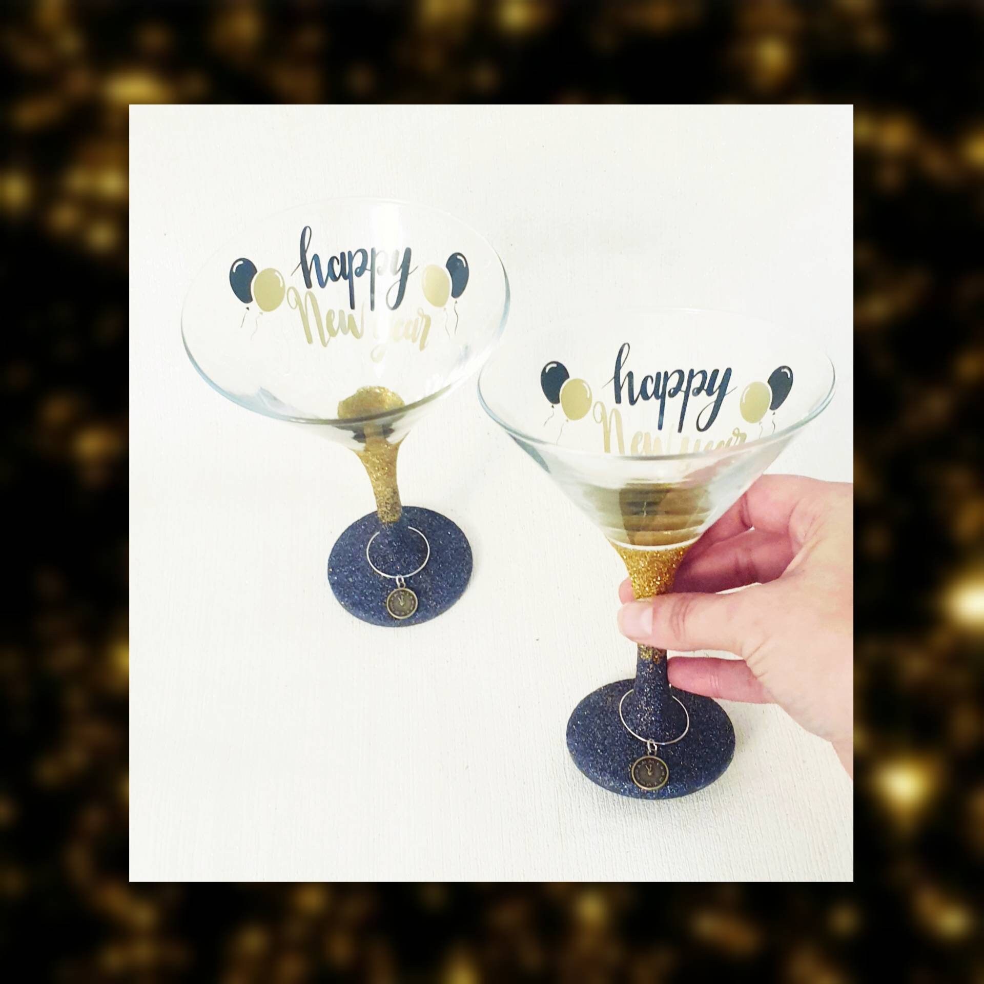 New year glitter cocktail glasses martini glass gold and Etsy