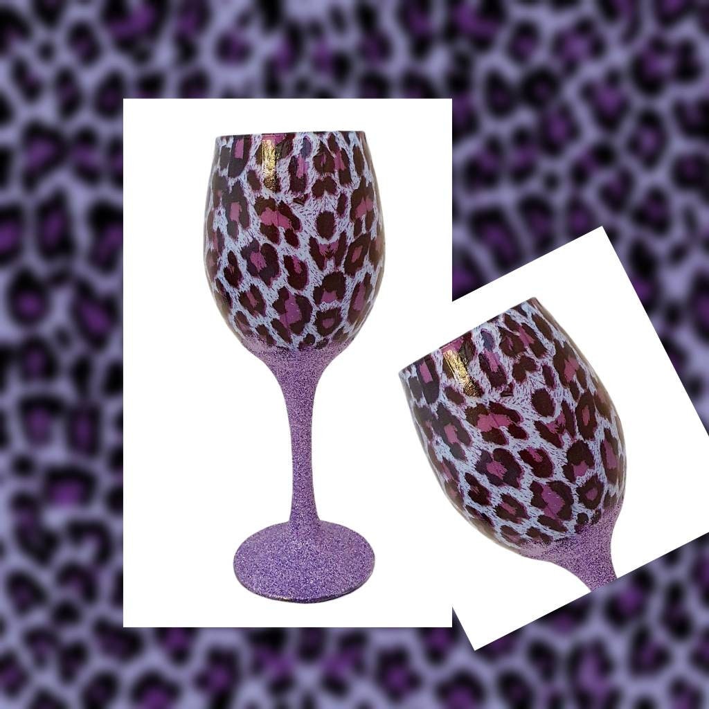 Leopard Print Wine Glasses Glitter Glass Animal Print Etsy UK