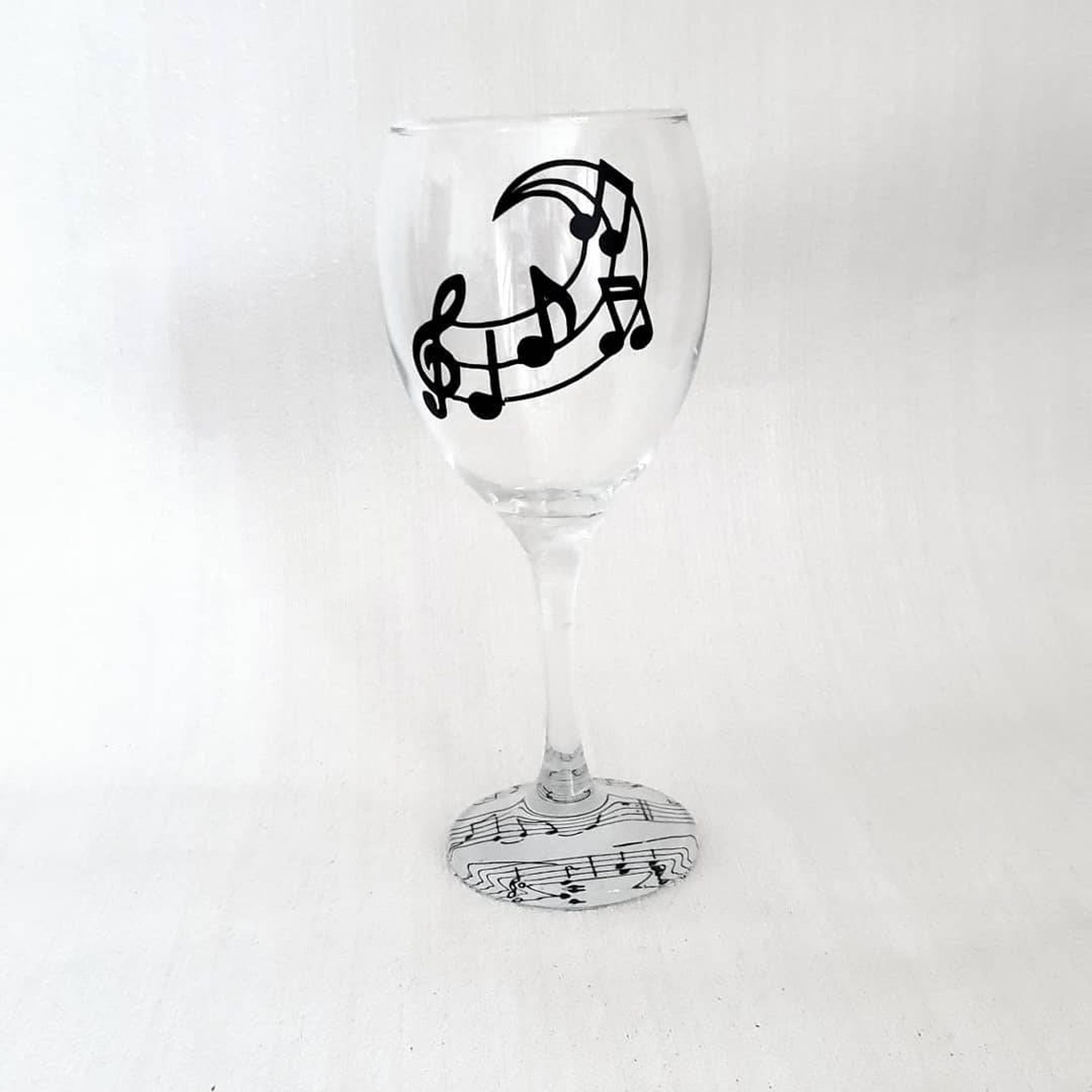 Music Wine Glass Music Notes Decoupage Glassware Music - Etsy