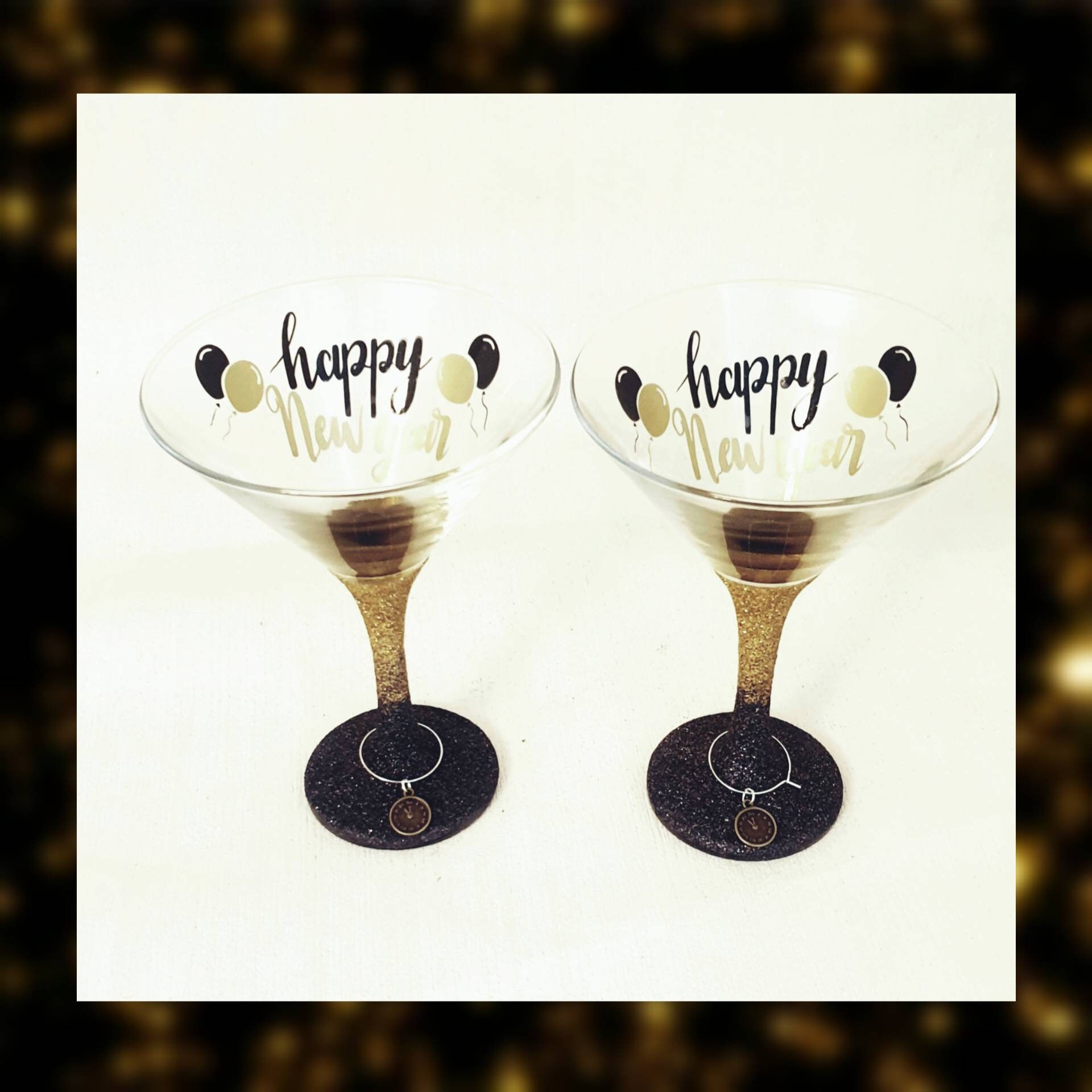 New year glitter cocktail glasses martini glass gold and Etsy