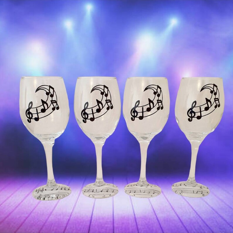 Music Wine Glass Music Notes Decoupage Glassware Music | Etsy UK