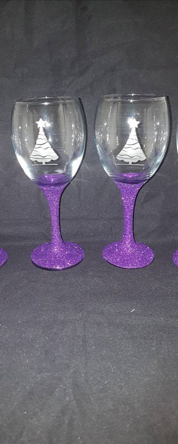Christmas Wine Glasses, Set of Four