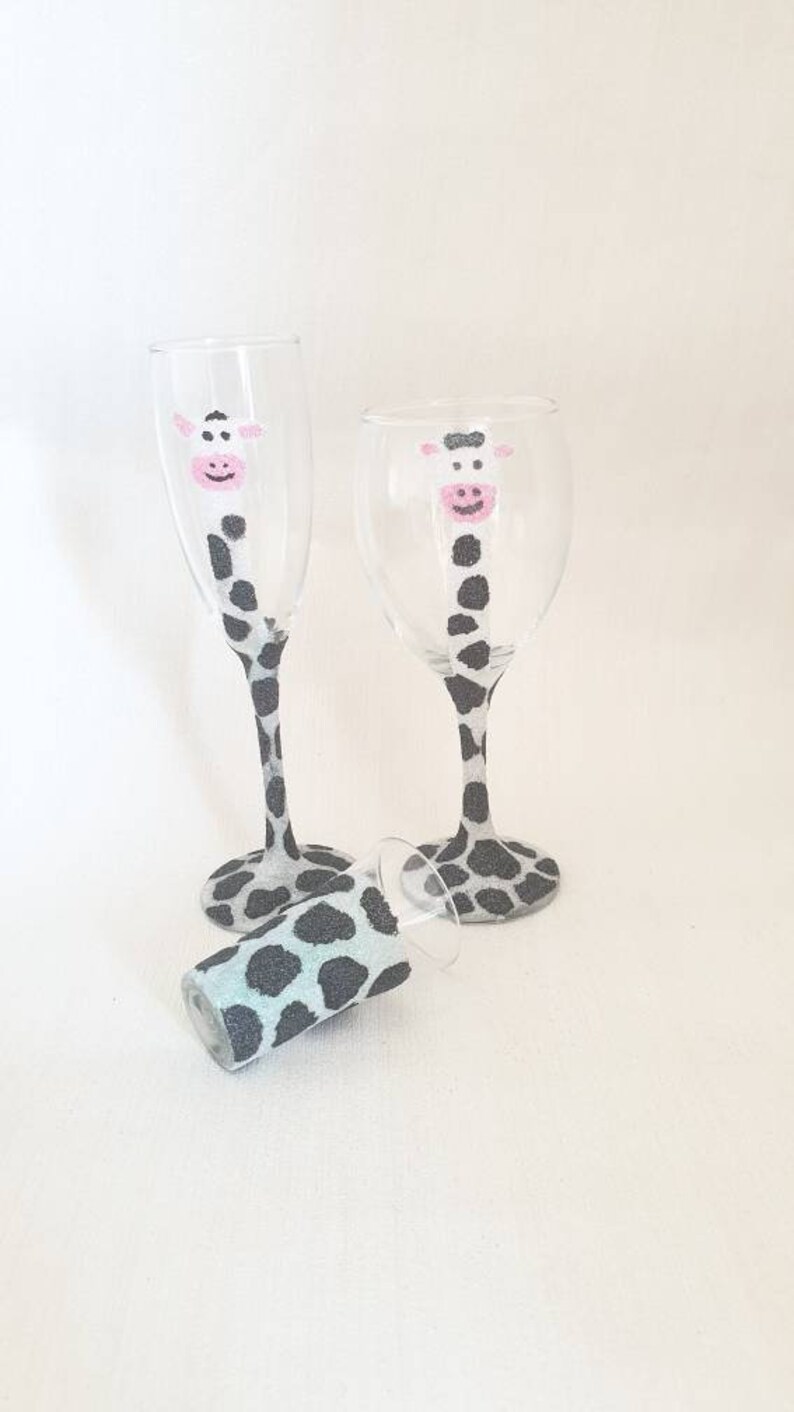 Cow glitter glasses shot glass wine glass and champagne set Kitchen
