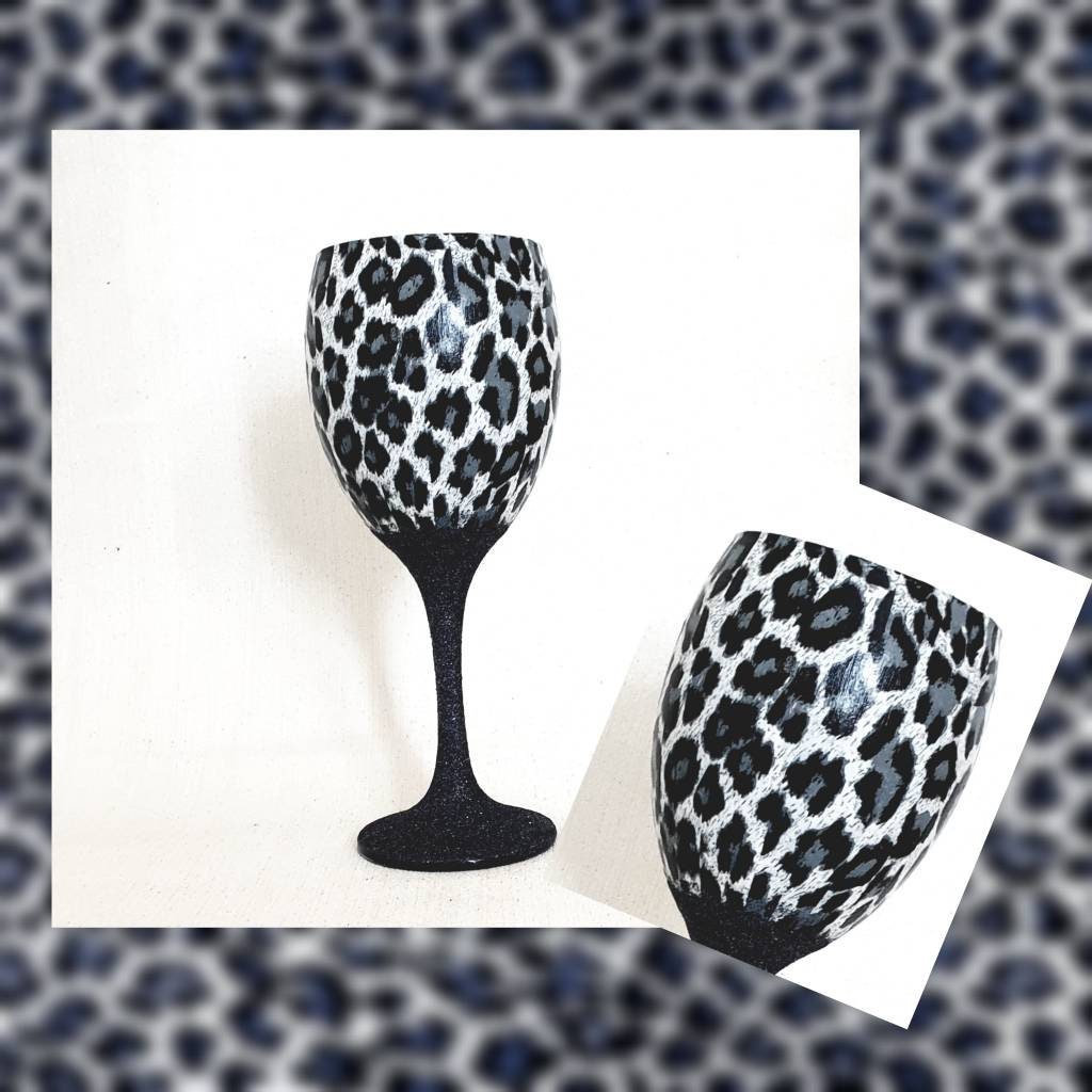 Leopard Print Wine Glasses Glitter Glass Animal Print Etsy UK
