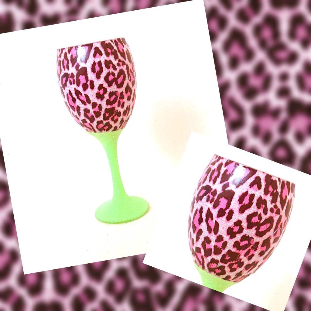 Leopard Print Wine Glasses Glitter Glass Animal Print Etsy UK