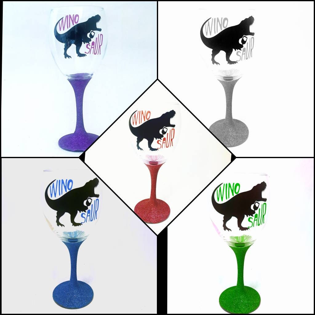 Dinosaur Glitter Wine Glasses Winosaur Wine Glass Humorous - Etsy UK