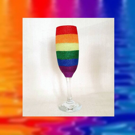 9 oz Champagne Flute, Pride Collection Rainbow