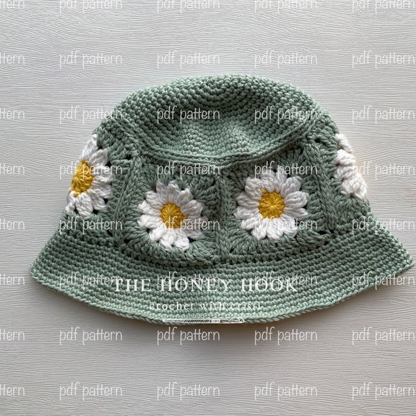 MOTIF AU CROCHET | Chapeau de grand-mère carré fleuri uniquement