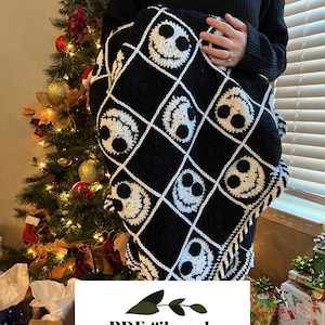 CROCHET PATTERN FULL Blanket Jack Skellington Granny Square Blanket