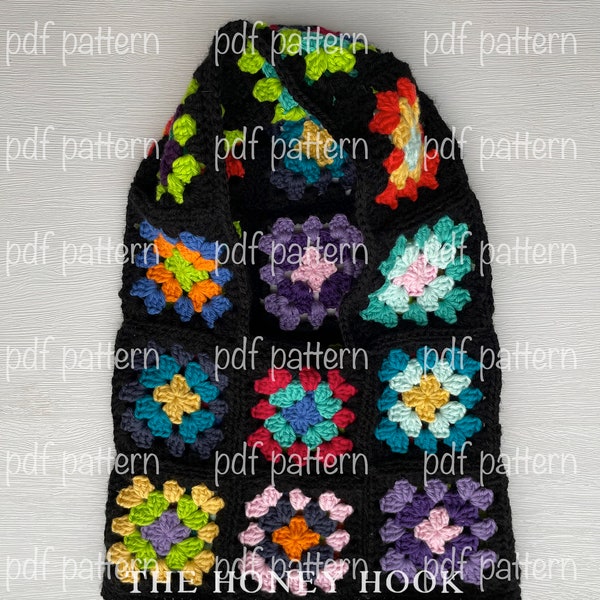 CROCHET PATTERN | Colorful Granny Square Balaclava pattern only