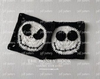 CROCHET PATTERN | Jack Skellington Granny Square pattern only (two sizes included)