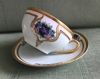 Mz Altrohlau Tea Teacup Cup /& Saucer c1930/'s Pink Floral Golden Pearl