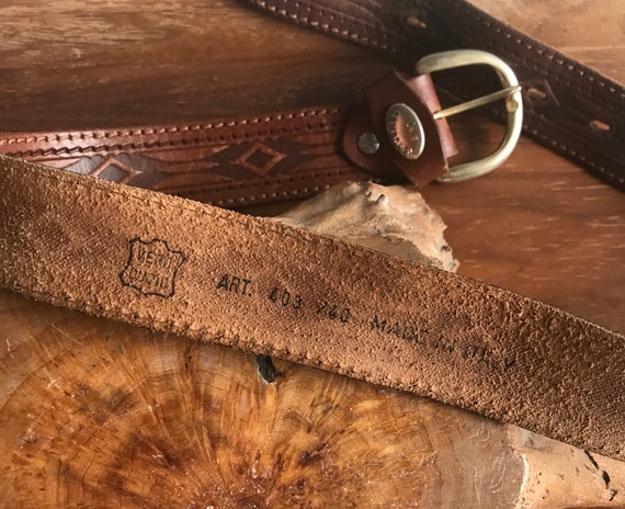 Rich Dark Cognac Brown Embossed Leather Belt By S… - image 2