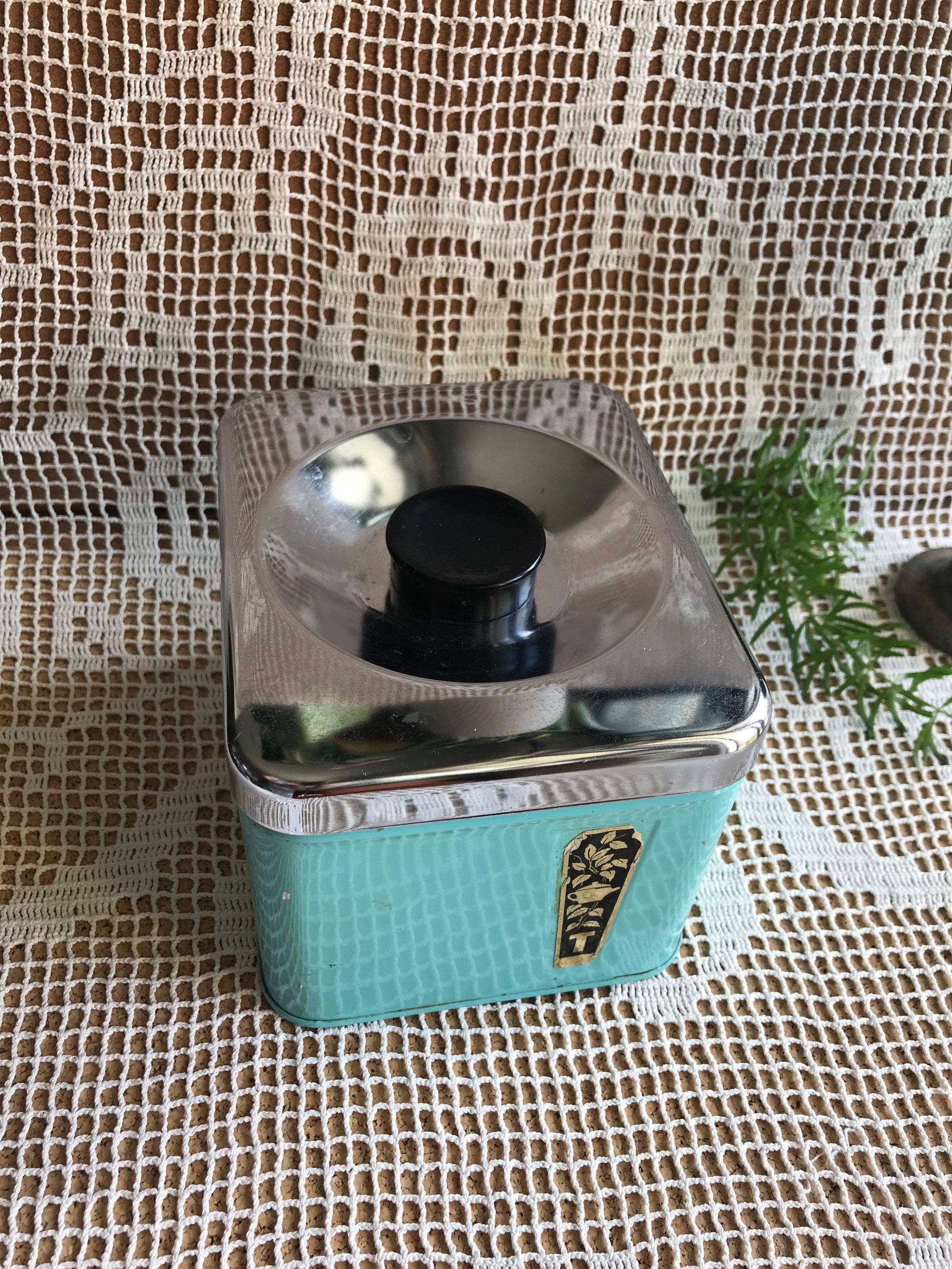 Vintage Aqua Blue Tea Canister the Queen Line Canada Etsy