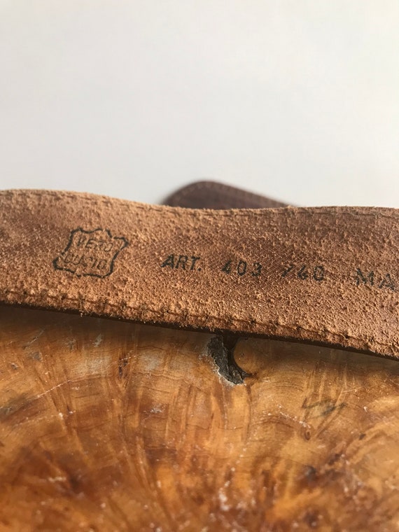 Rich Dark Cognac Brown Embossed Leather Belt By S… - image 10