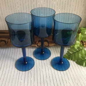Vintage 60's Drinking Glasses Square Shape Pink Glass With Blue Base Set of  4 