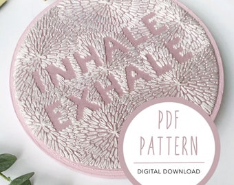 Inhale Exhale Embroidery Pattern: Modern DIY Hoop Art (PDF Pattern)