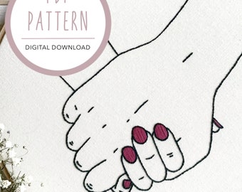 Holding Hands Embroidery Pattern: Modern DIY Hoop Art (PDF Pattern)