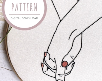 Holding Hands Embroidery Pattern: Modern DIY Hoop Art (PDF Pattern)