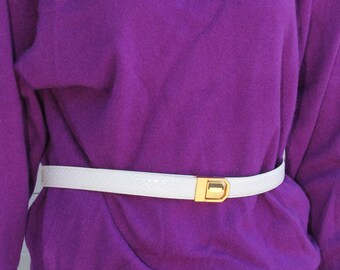 Snakeskin BELT (1989) Women White Snakeskin Punk Western Hip Hop Cowgirl Rockabilly Square Dance Country Southwestern Size M