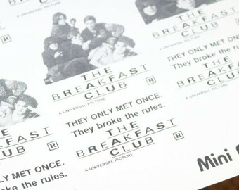 The Breakfast Club (1985) Movie Mini Ad Sheet Vintage 80s Advertising Poster Anthony Michael Hall Judd Nelson Molly Ringwald Ally Sheedy