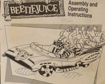 BEETLEJUICE Creepy Crawler Vehicle Instructions Toy Paperwork Tim Burton Alec Baldwin Geena Davis Winona Ryder Michael Keaton Movie TV Props