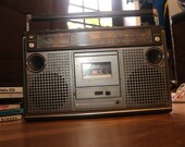 SANYO (1979) Boombox Tested Radio Works Cassette does not with Headphones Jack Vintage 1980s Ghetto Blaster