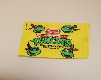 TMNT Farley's Fruit Snacks Wrapper Teenage Mutant Ninja Turtles Comic Book Vintage 1980s Sewer Lair Michelangelo Technodrome Wagon