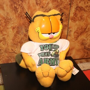 Garfield Toy Plushie Cat Cartoon Toy 80's Kitty is Friend of Padlock Odie Dog Vintage 1980s-1990s Jim Davis U.S. US Army Stuffed Animal