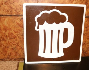 Old 1980s BEER Sign MFR Scenic Signs Microbrewery Bar Mancave Vintage Street Sign Table Bar Display Advertising Sign Bartender Promo