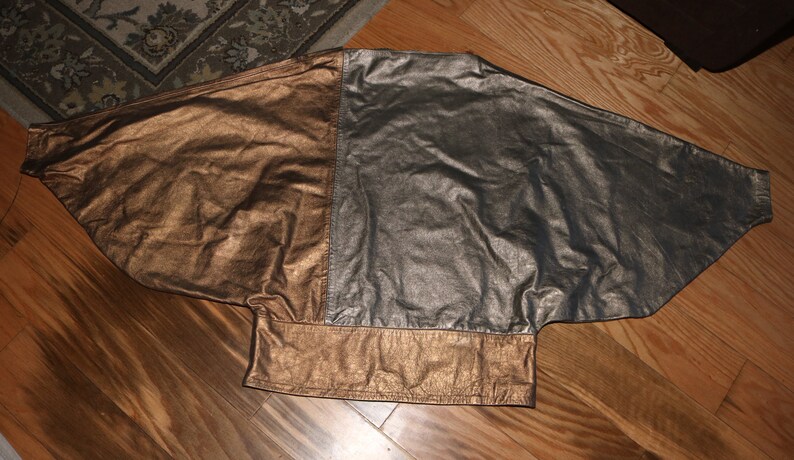 DISCO Shawl Cloak Mantel Custom Couture GoldCopperPewter Metallic Disco Asymmetrical Jacket Cape Disco Roller Skate