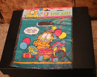 Garfield Loot Bags Cat Cartoon Toy 80's Kitty is Friend of Padlock Odie Dog Vintage 1980s-1990s Jim Davis