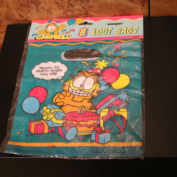 Garfield Loot Bags Cat Cartoon Toy 80's Kitty is Friend of Padlock Odie Dog Vintage 1980s-1990s Jim Davis