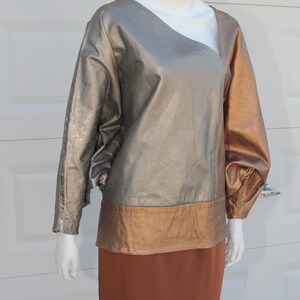 DISCO Shawl Cloak Mantel Custom Couture Gold/Copper/Pewter Metallic Disco Asymmetrical Jacket Cape Disco Roller Skate image 3