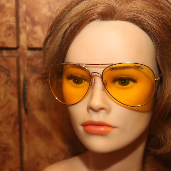 Gelb (1980) Sonnenbrillengestell Damen Vintage 1980er Post Disco Jumbo Stunna Stunner Hyphy Shades Brille