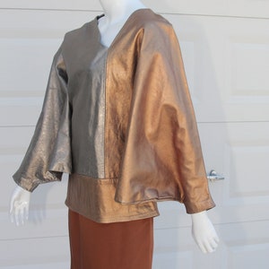 DISCO Shawl Cloak Mantel Custom Couture Gold/Copper/Pewter Metallic Disco Asymmetrical Jacket Cape Disco Roller Skate image 10