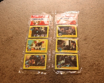 Gremlins Cards (2 Factory Sealed Packs) 1984 Gizmo Vinyl Stripe Mohawk Joe Dante